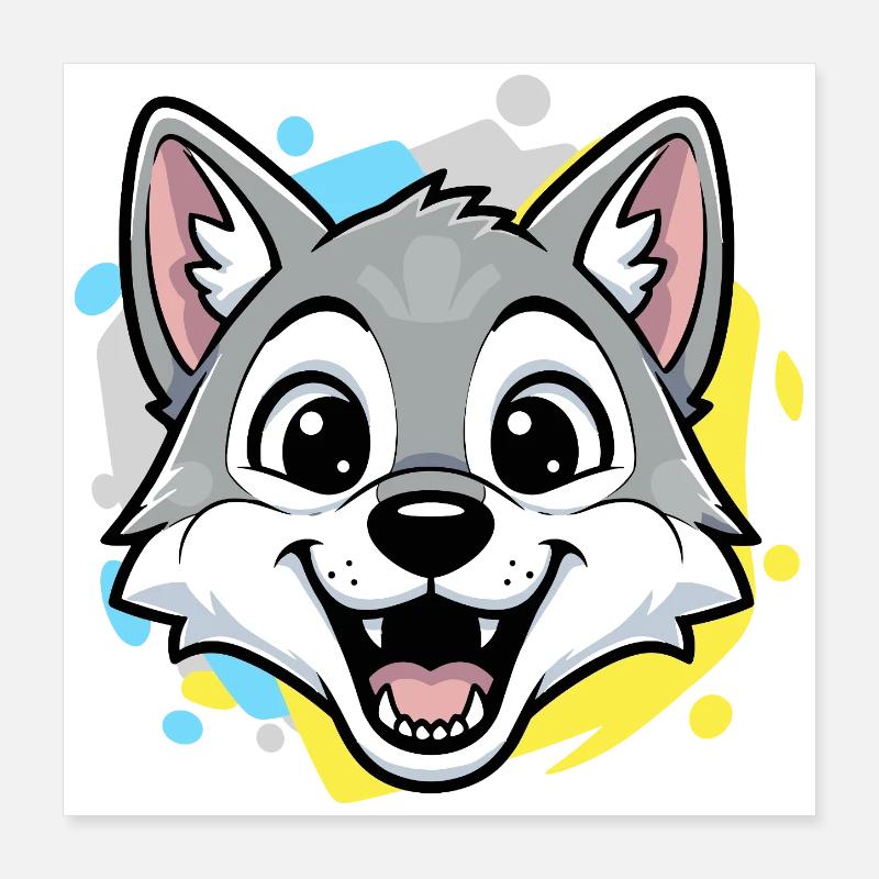 Dessin de la bande dessinée Wolf Head Poster 40 x 40 cm