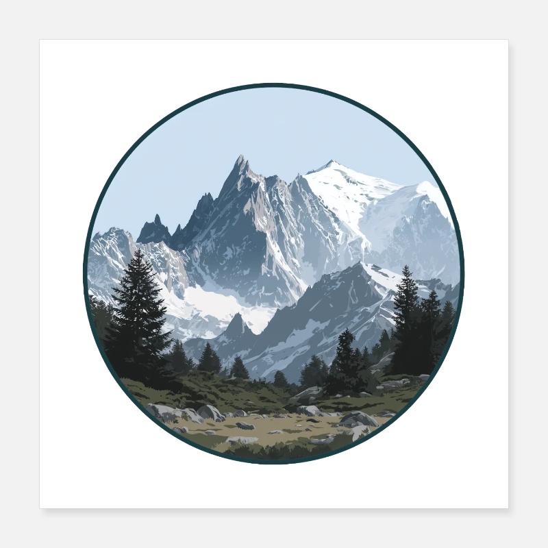 Mont-Blanc-Gebirgslandschaft Poster 40x40 cm