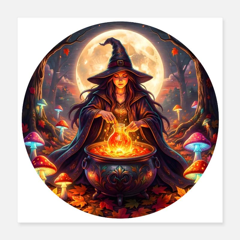 Moonlit Witch's Cauldron Poster 16" x 16" (40x40 cm)