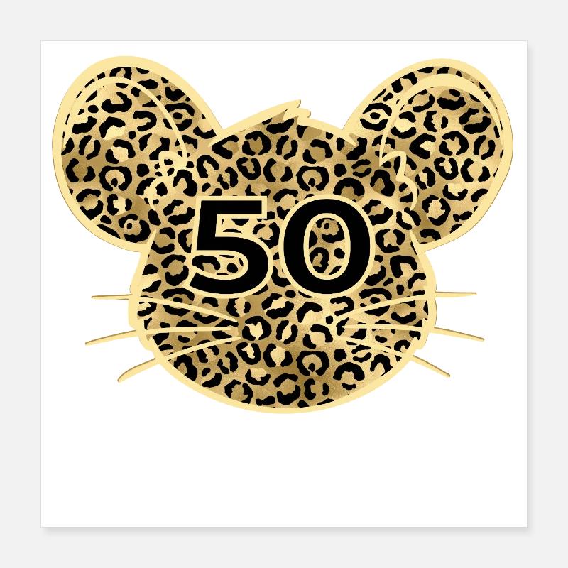 50th Birthday Leopard Poster 16" x 16" (40x40 cm)
