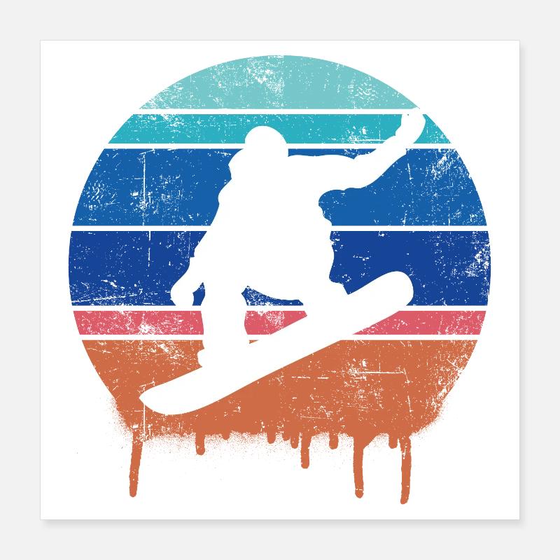 Snowboard Retro Poster 40x40 cm