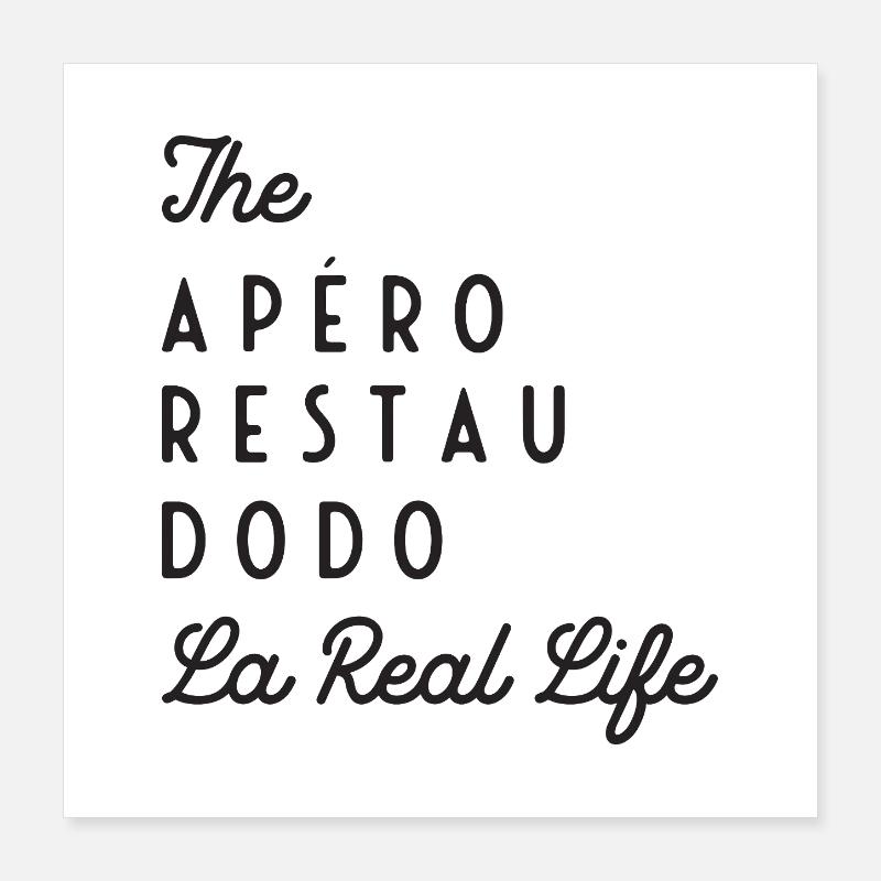 Reales Leben (schwarzer Text) Poster 40x40 cm