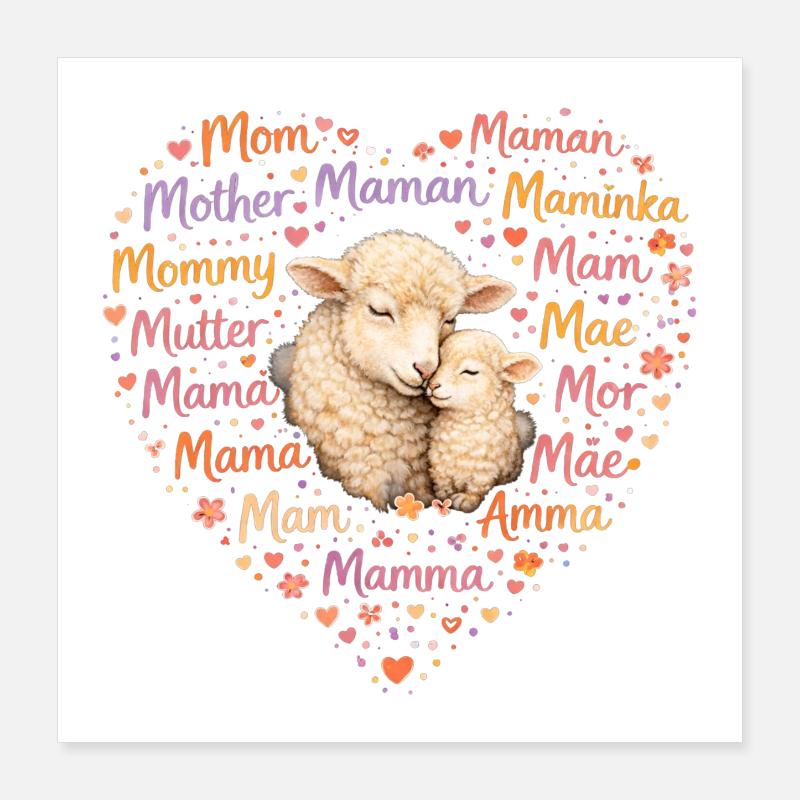 Schaf Mama Herz – Muttertag Geschenk für Mama Poster 40x40 cm