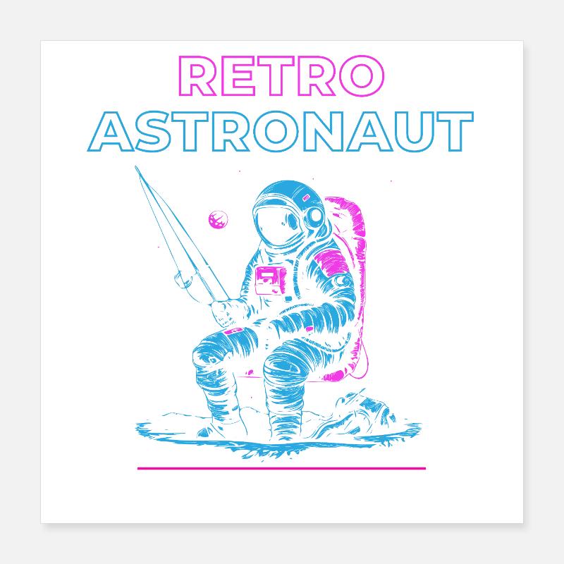 Astronaute rétro Poster 40 x 40 cm
