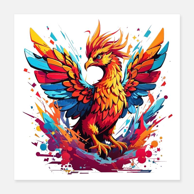 Fire Phoenix Color Explosion Poster 16" x 16" (40x40 cm)