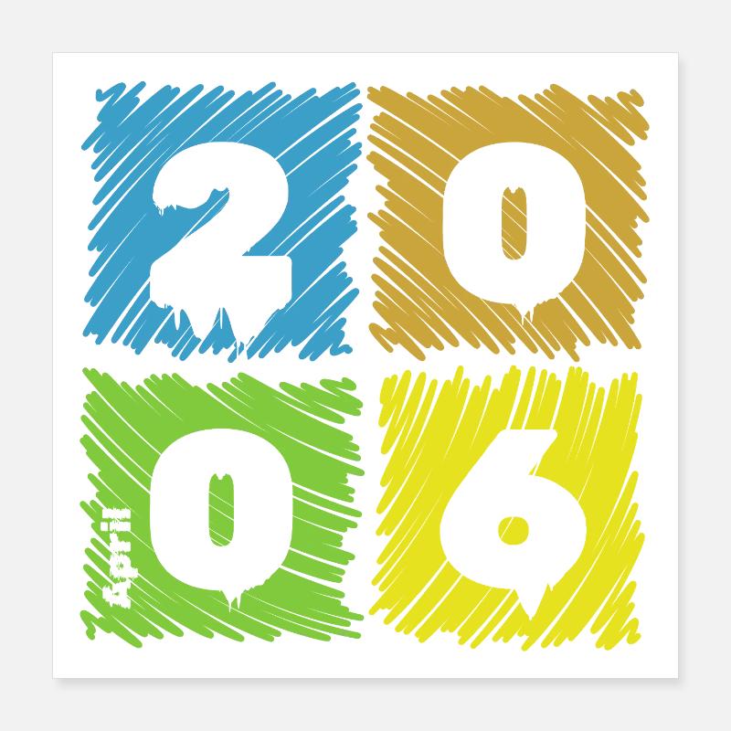 20. Geburtstag Farbige Patches since 04/2006 Poster 40x40 cm