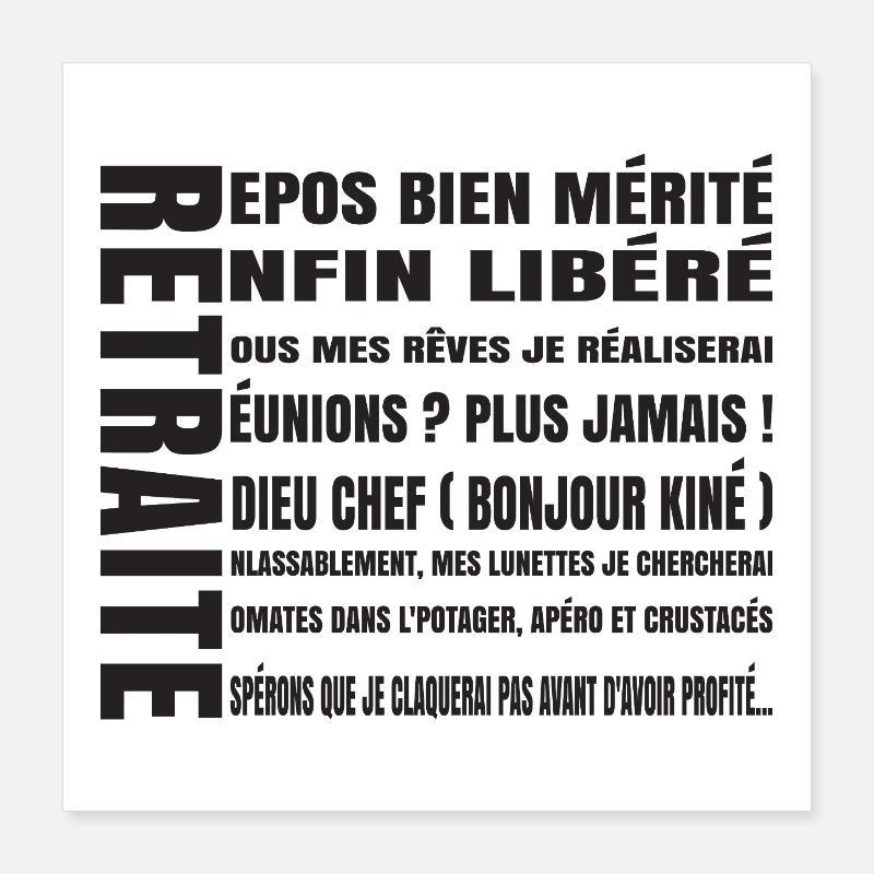 RETREAT (schwarzer Text) Poster 40x40 cm