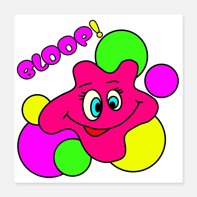BLOOP! Lustiger Neon Pop-Art Klecks-Charakter Poster 40x40 cm