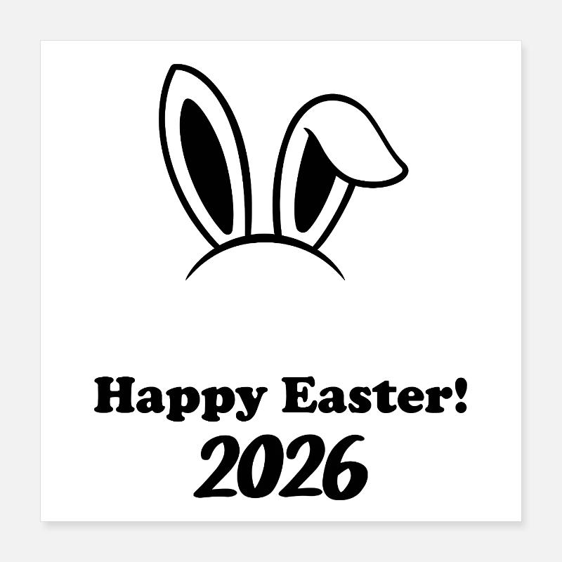 Happy Easter 2026 - Easter Bunny Design Poster 16" x 16" (40x40 cm)