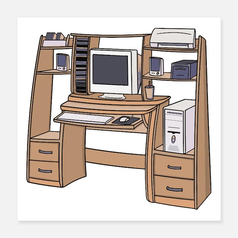 Retro Computer Desk Setup 90s 2000s Nostalgic Poster 16" x 16" (40x40 cm)