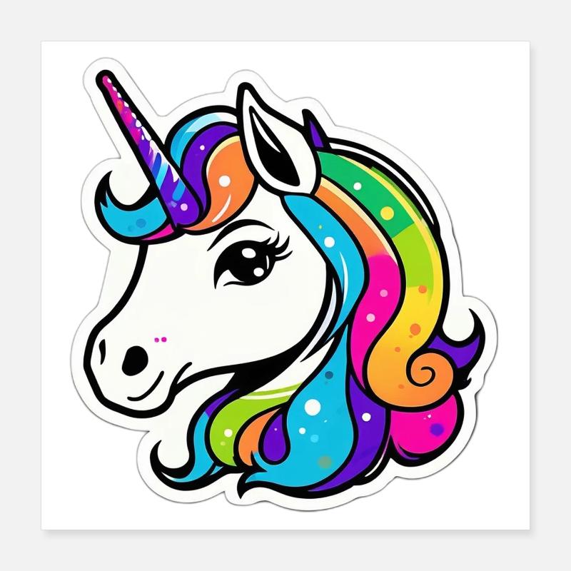 Helles Regenbogen-Einhorn Poster 40x40 cm