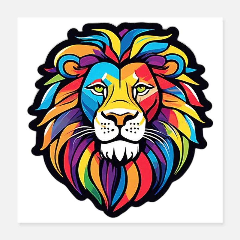 Rainbow Bright Lion Poster 16" x 16" (40x40 cm)