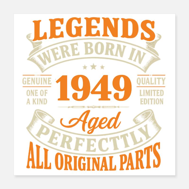 Légendes Nées en 1949 Parfaites Poster 40 x 40 cm