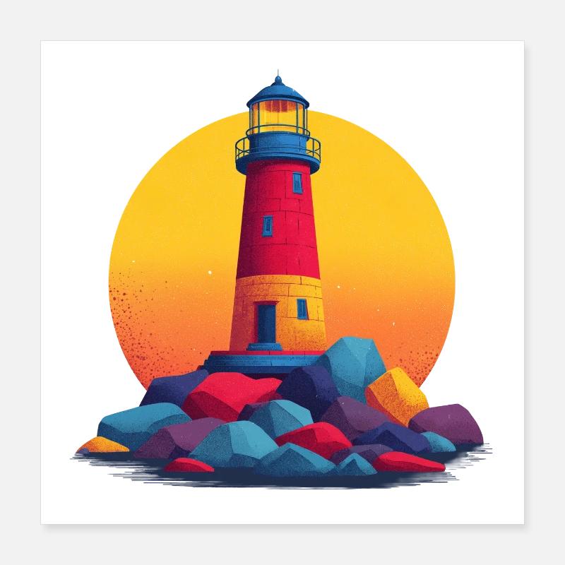 Leuchtturm Poster 40x40 cm