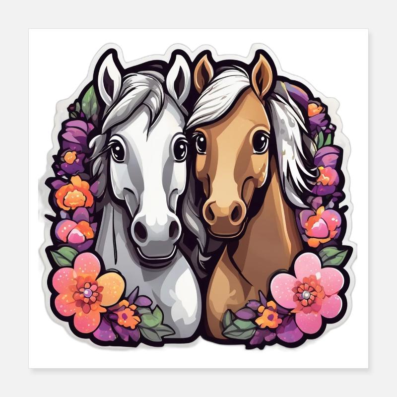 Floral Cavalry Duo Poster 16" x 16" (40x40 cm)