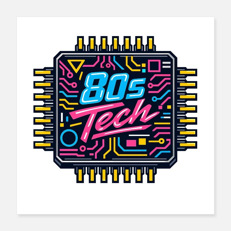 Puce Tech Neon des années 80 Poster 40 x 40 cm