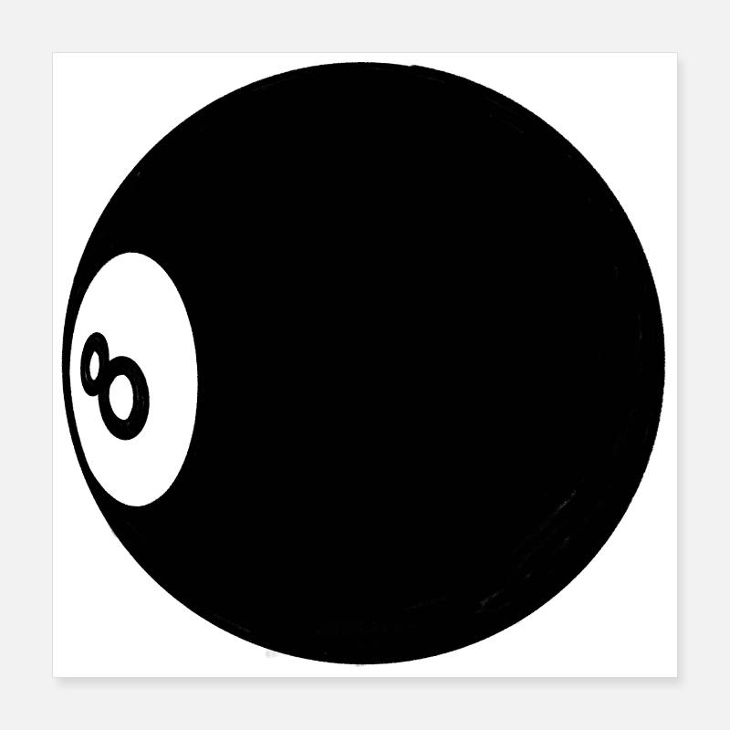 Billardkugel Nummer 8 Pool - Illustration Poster 40x40 cm