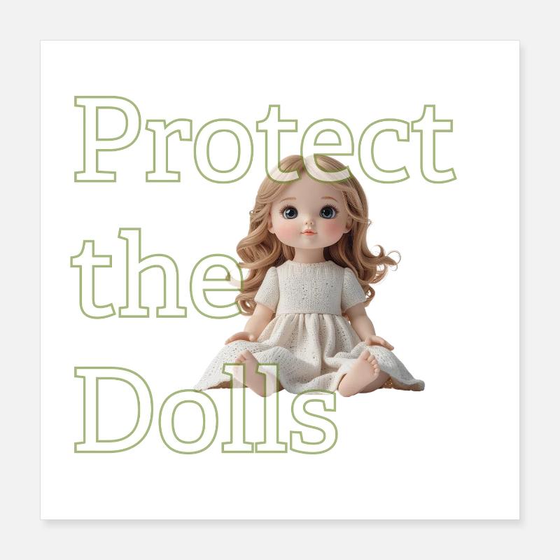 Cute Doll Looking Up – Minimal Design Poster 16" x 16" (40x40 cm)