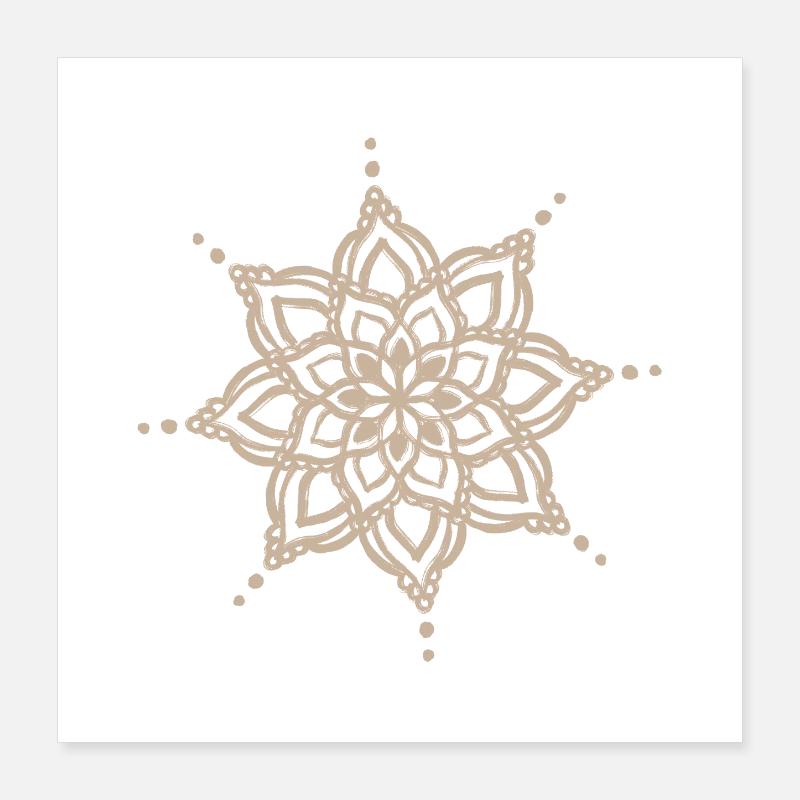 Beige Mandala Star Design Poster 16" x 16" (40x40 cm)