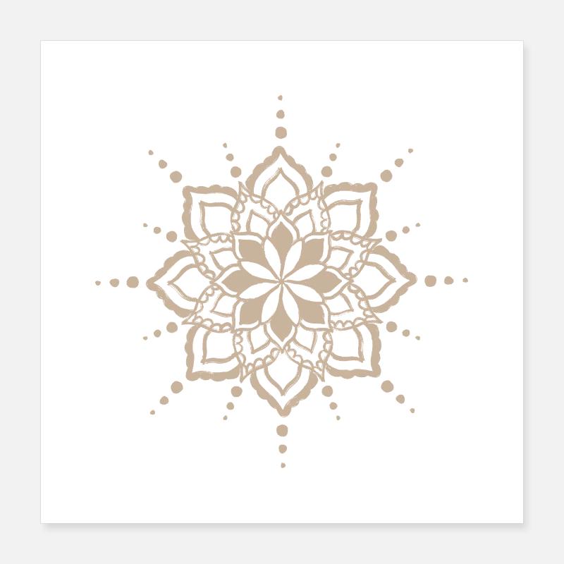 Fleur florale Mandala beige Poster 40 x 40 cm