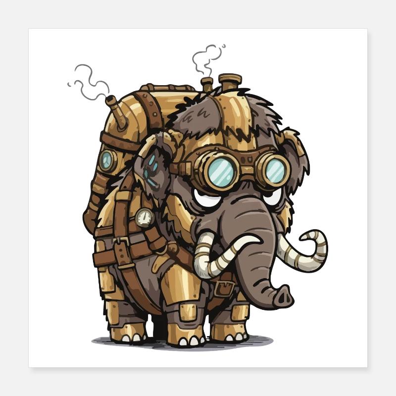 Mammoth Steampunk gepanzerter Dampfkessel Poster 40x40 cm