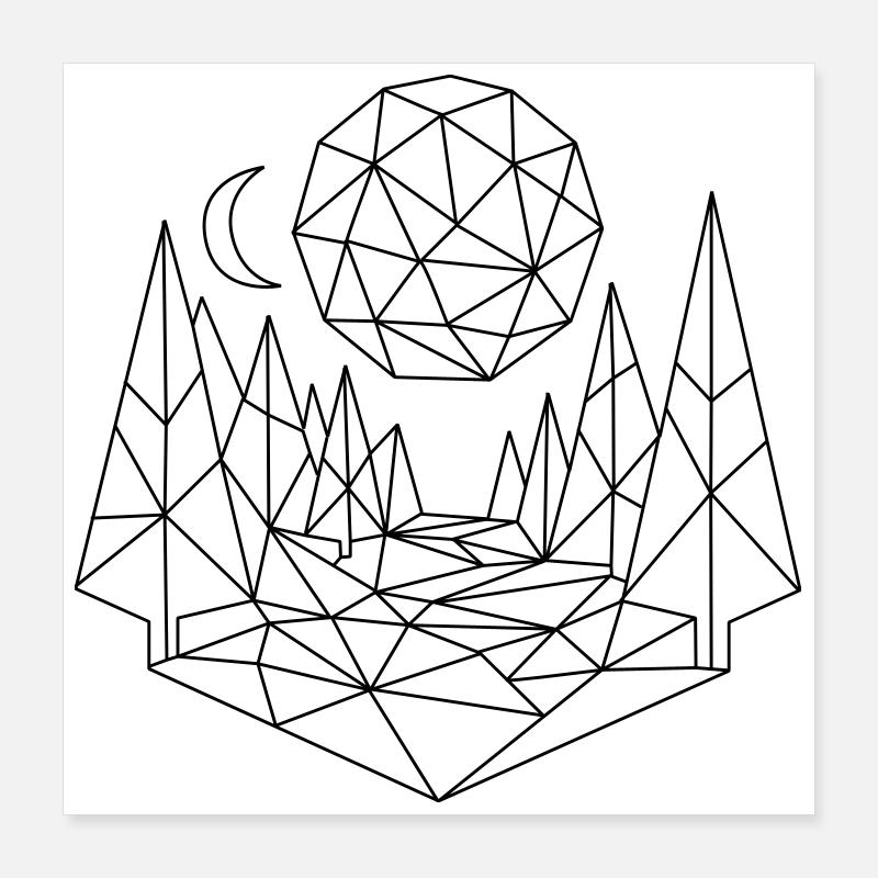 Landschaft Polygon Poster 40x40 cm