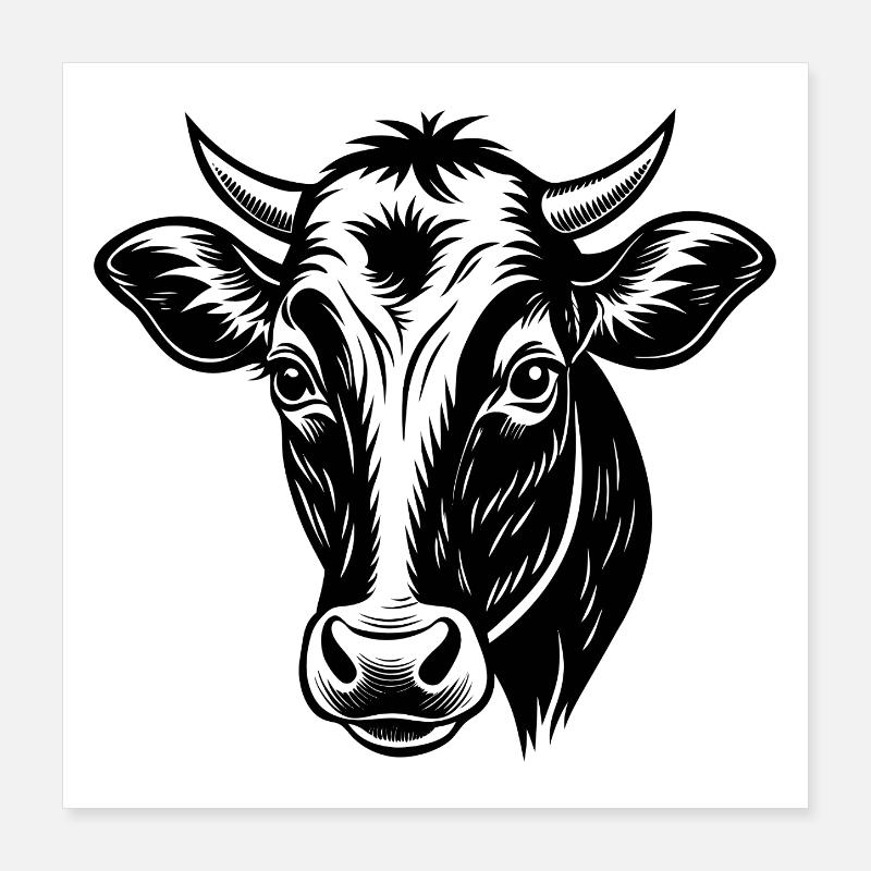Kuhkopf Poster 40x40 cm