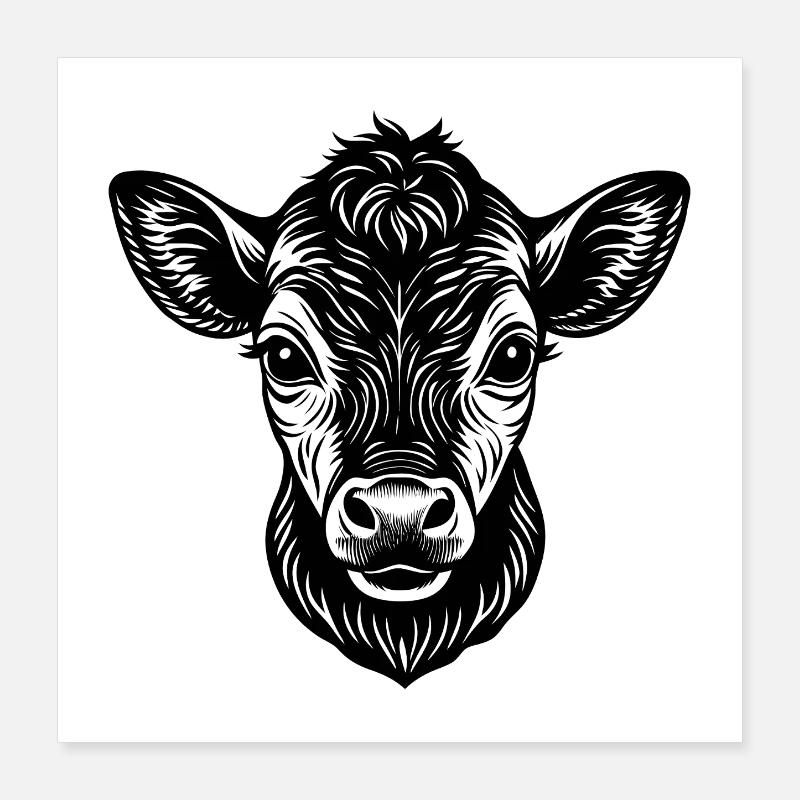 Petite vache mignonne Poster 40 x 40 cm