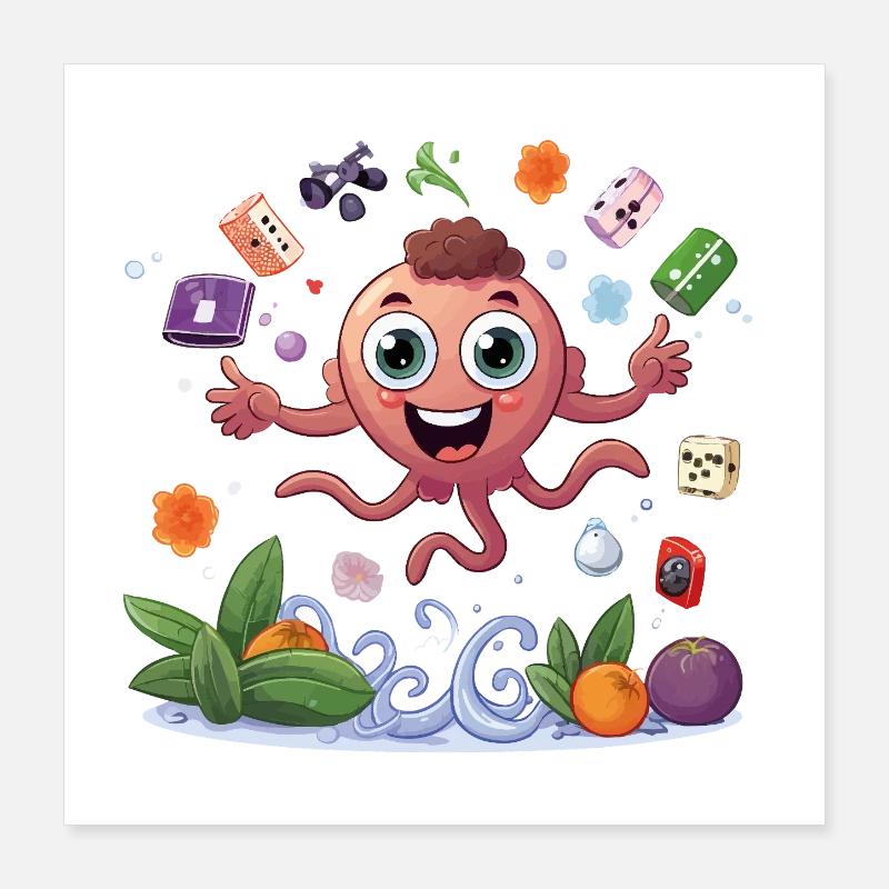 Calmars fruitiers colorés Poster 40 x 40 cm