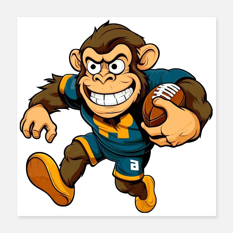 Monkey Rugby Poster 16" x 16" (40x40 cm)