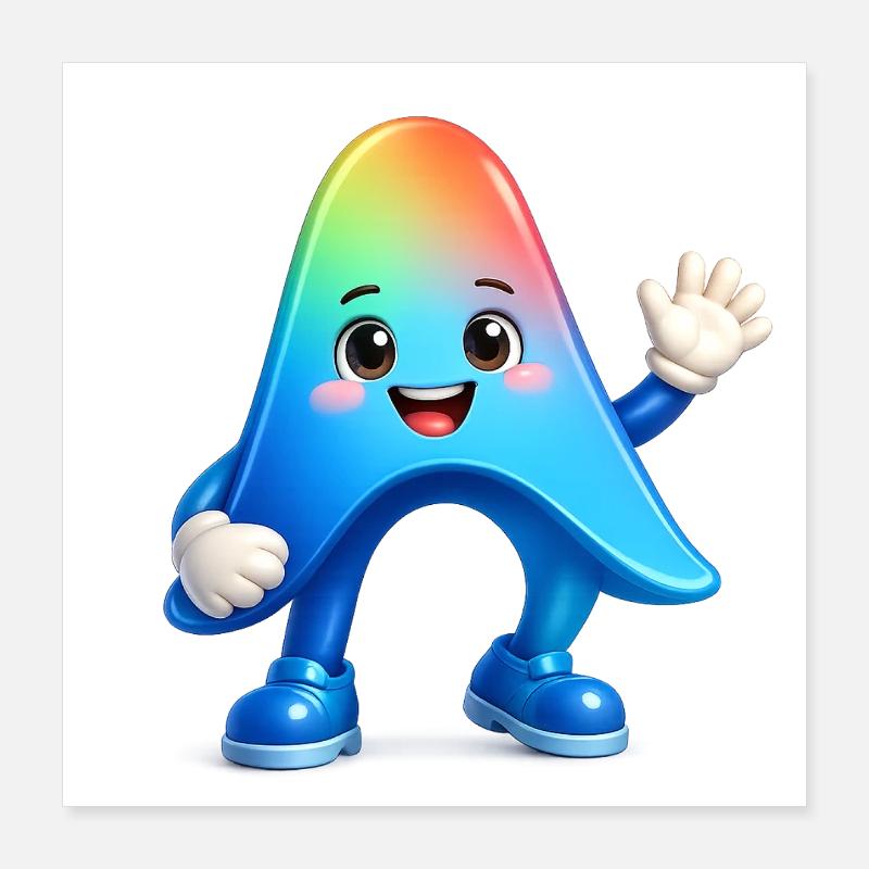 Niedlicher Regenbogen-Maskottchen-Aufkleber Antigravitation Poster 40x40 cm