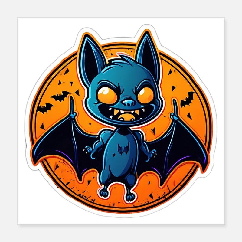 Blue Bat Halloween Poster 40x40 cm