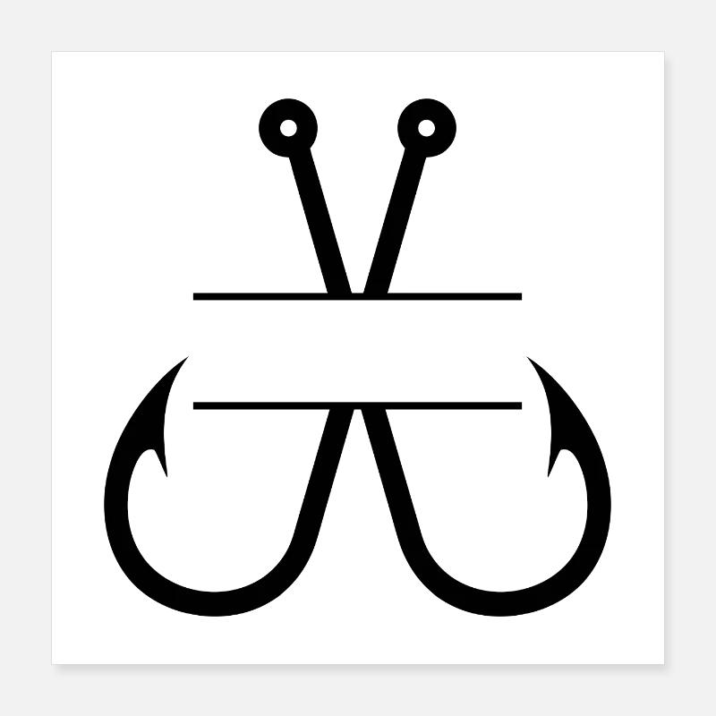 Monogramme du nom de l’hameçon à pêche Poster 40 x 40 cm
