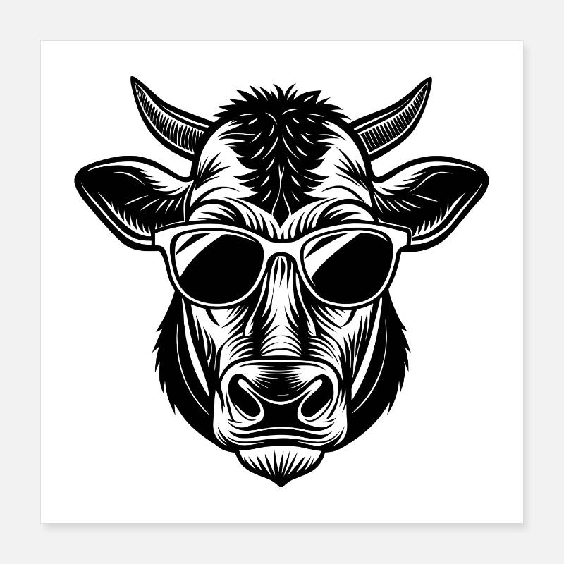 Lunettes de soleil vache Poster 40 x 40 cm