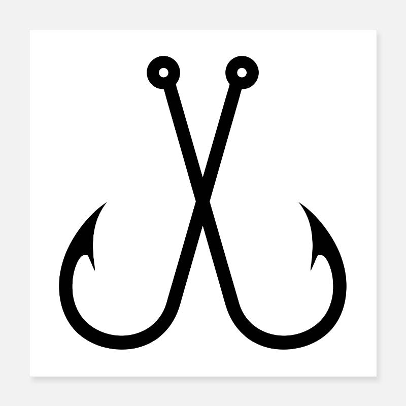 Crossed Fish Hooks Poster 16" x 16" (40x40 cm)