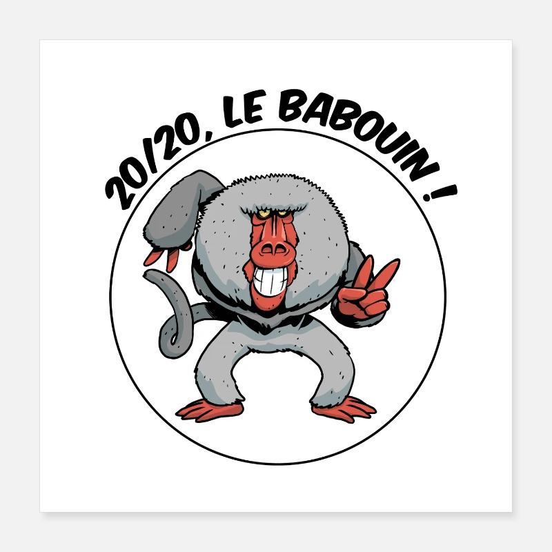 20/20, le babouin ! Poster 40 x 40 cm