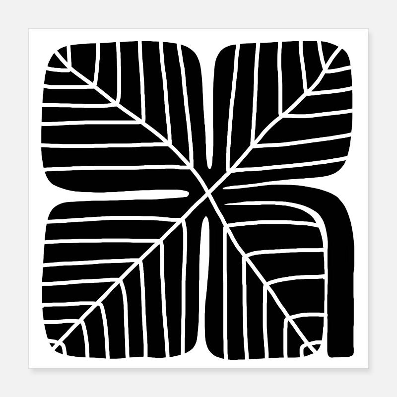 Bold Lucky Clover Linocut Design Poster 40x40 cm