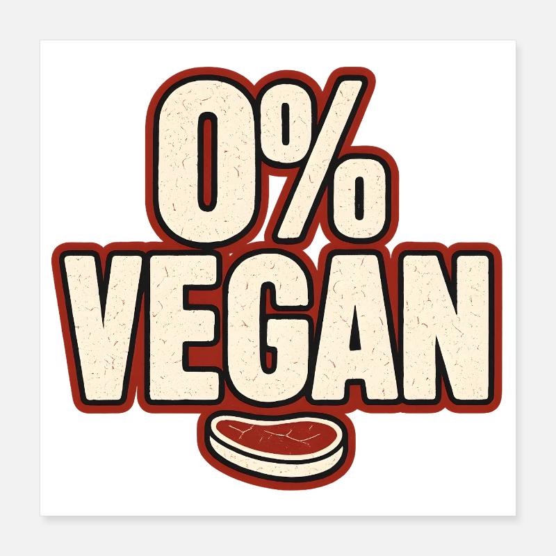 0 % Vegan – Déclaration rétro Poster 40 x 40 cm
