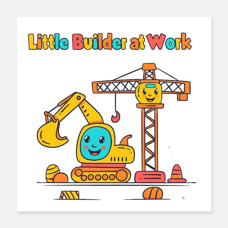 Petit ouvrier du bâtiment à la grue Poster 40 x 40 cm
