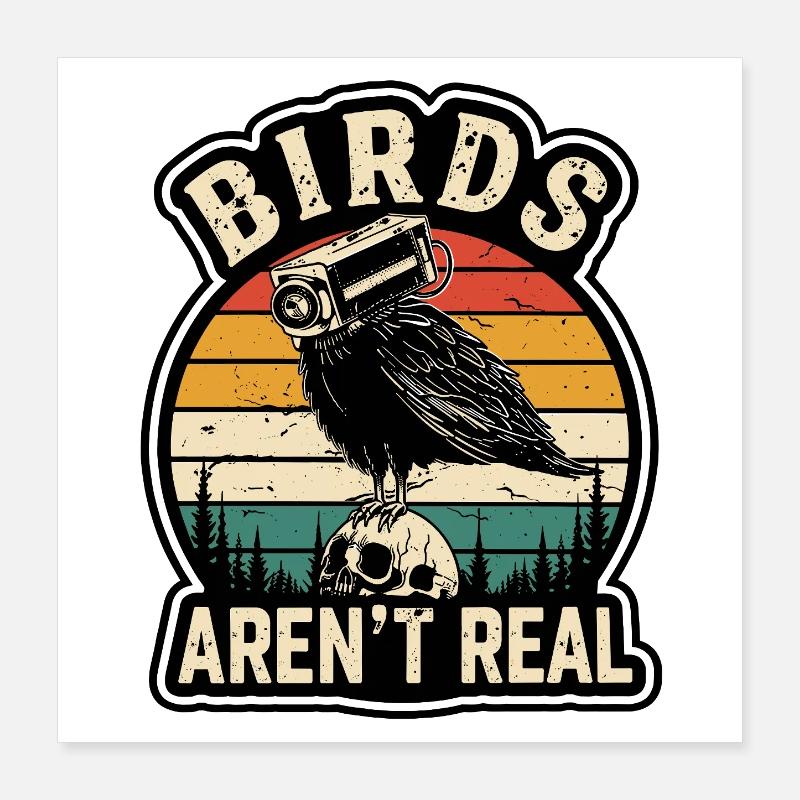 Conspiracy Theory Birds Are Drones Crow Poster 16" x 16" (40x40 cm)