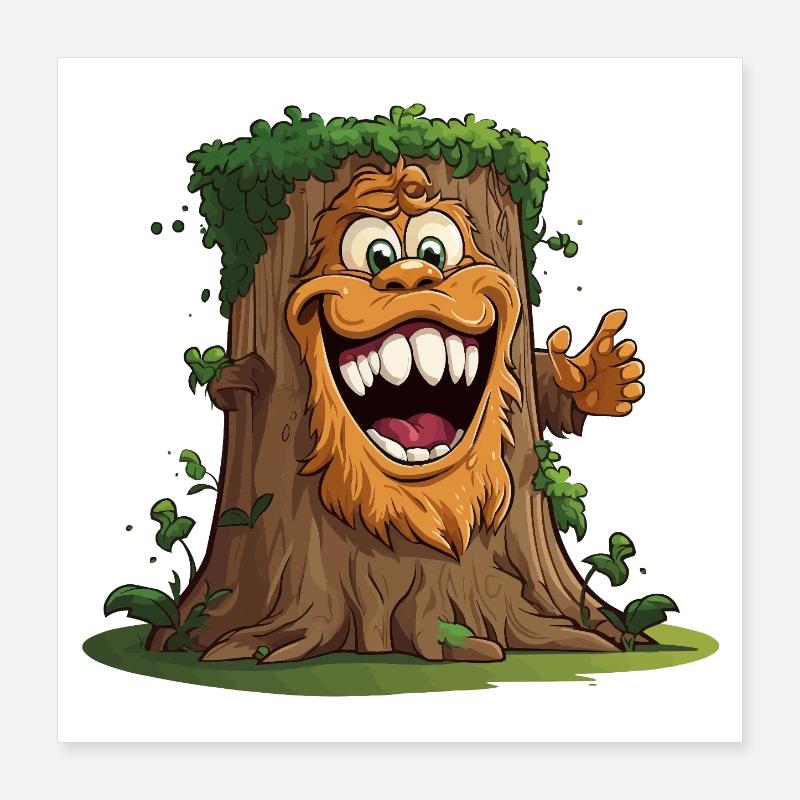 Baumriese mit breitem Grinsen Poster 40x40 cm