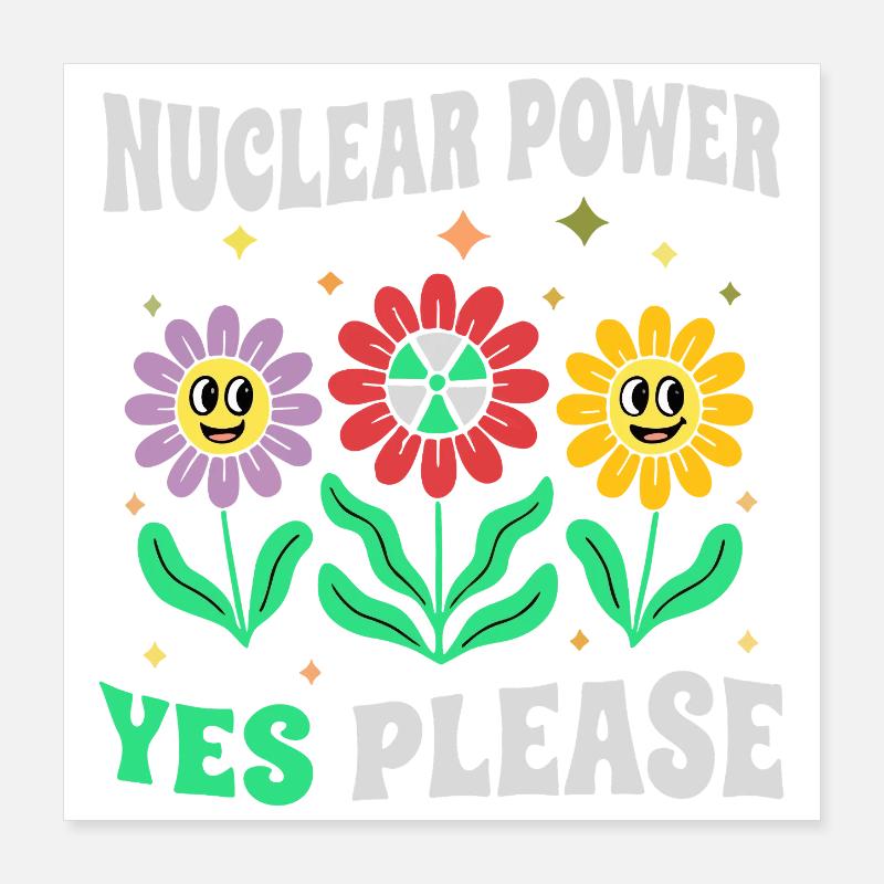 Atomkraft Ja Bitte mit Blumen retro Poster 40 x 40 cm