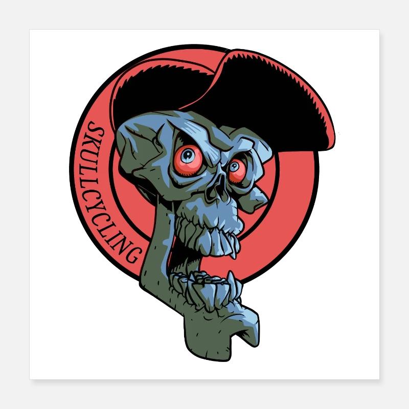 Lachender Radfahrerschädel Poster 40x40 cm