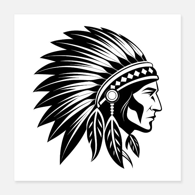 Coiffe de chef amérindien Poster 40 x 40 cm