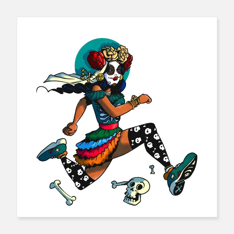 Dia Muertos Runner Poster 40 x 40 cm