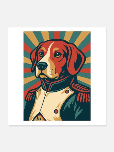 Dog General Style Poster Rétro Design Vintage - Poster 40 x 40 cm - blanc - Devant