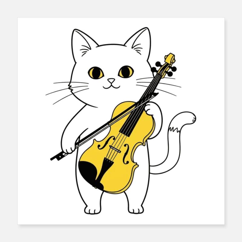 Süße Katze spielt Cello-Chat Poster 40x40 cm