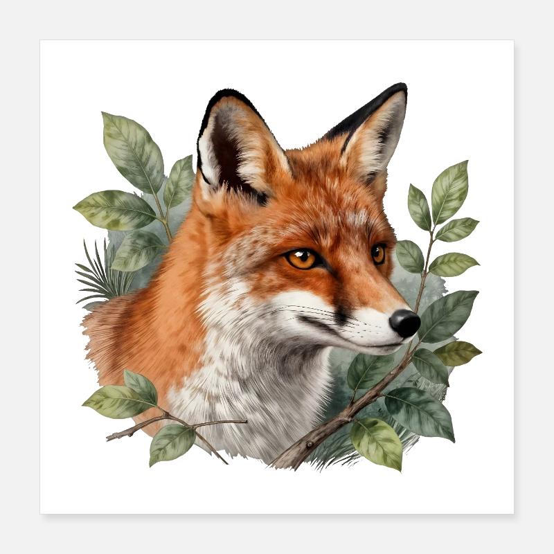 Botanischer Fuchs Poster 40x40 cm