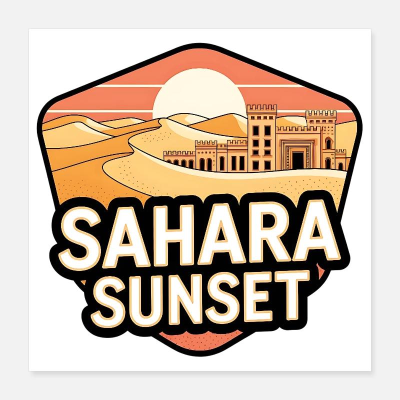 Château du Coucher du Soleil Sahara Poster 40 x 40 cm