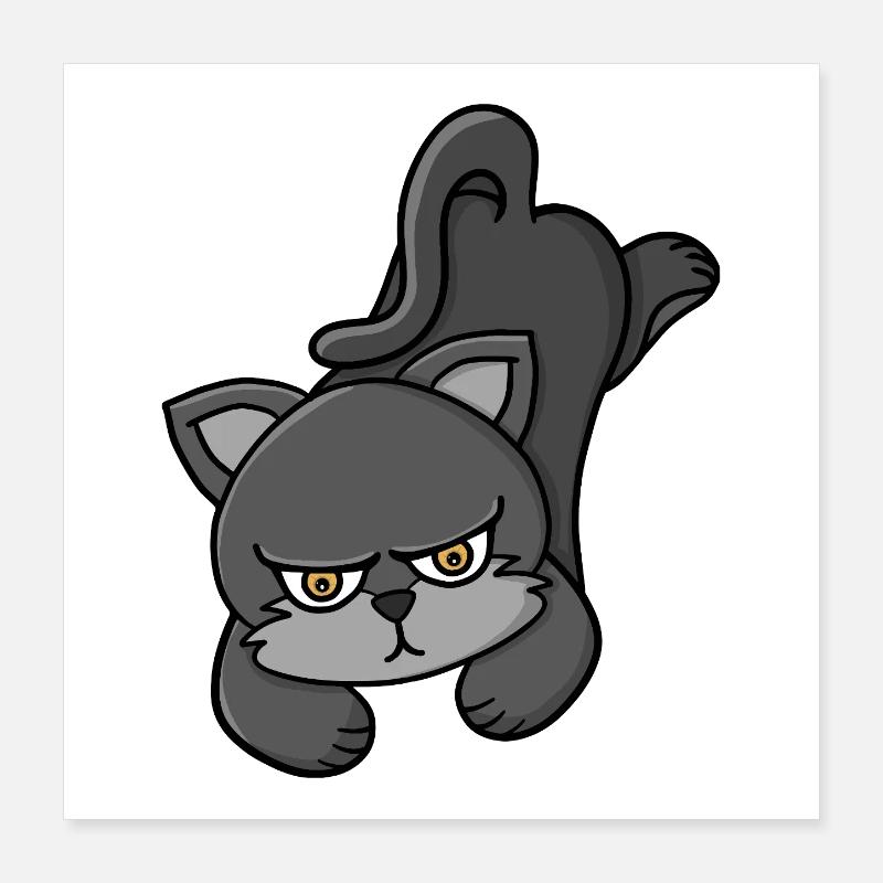 Chat Gris Grognon Poster 40 x 40 cm